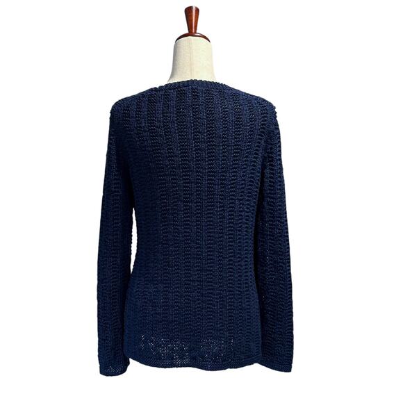 Talbots Women's Blue Textured V-Neck Longsleeve Cardigan Sweater Size Large - Picture 8 of 12